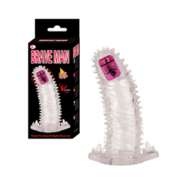 Brave Man - Capa Peniana em Silicone com Cápsula Vibratória e Vibração Única - 13,5 x 3,5 cm