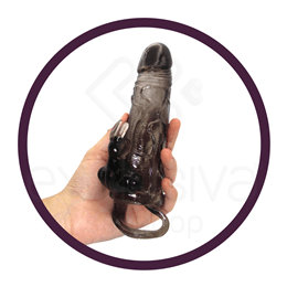 Capa Peniana com Estimulador de Clítoris em Forma de Coelho, Vibração e Anel para Escroto - Brave Man | 16,5 x 3,4 cm