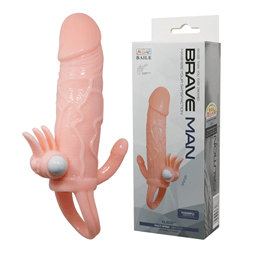 Capa Peniana com Estimulador de Clítoris, Vibro e Anel para Escroto - Brave Man | 11,5 x 3,6 cm