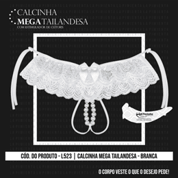 Calcinha Tailandesa em Renda e Tule com Estimulador Clitoriano em Pérolas  - La Pimienta Calcinha Mega Tailandesa - Tamanho Único | Disponível em 4 Cores