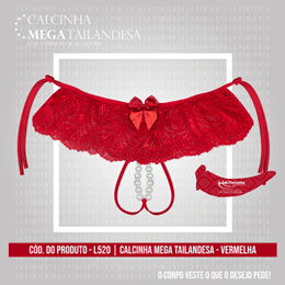 Calcinha Tailandesa em Renda e Tule com Estimulador Clitoriano em Pérolas  - La Pimienta Calcinha Mega Tailandesa - Tamanho Único | Disponível em 4 Cores