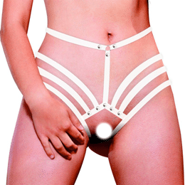 Calcinha em Tiras Elásticas no Estilo Strappy com Rebites e Abertura  - InNamorata Femme Fatale | Tamanho Único | Disponível em 3 Cores
