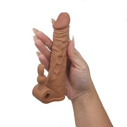Capa Peniana Extensora em TPE com Glande Preenchida, Estimulador de Clitóris e Vibração Única - Sexy Import | 15 x 3,2 cm | Disponível em 2 Cores