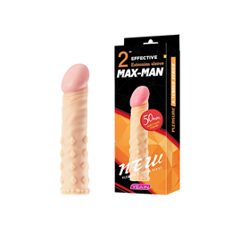 Capa Peniana Extensora em TPE com Relevos Salientes e Glande Preenchida - Yeain Effective Extension Sleeve Max-Man 2" | 12 x 3,5 cm