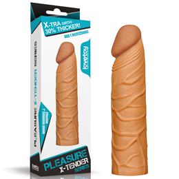 Capa Peniana Extensora em TPE Ultra Macio com Glande Definida Preenchida e Veias Salientes - Pleasure X-Tender Series | 17 x 4 cm | Disponível 2 Cores