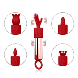 Cápsula em ABS com 10 Modos de Vibração e 5 Capas Estimuladoras em Silicone - Adão & Eva | 8,8 x 2,2 cm