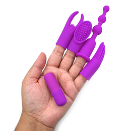Cápsula Vibratória Recarregável com 4 Capas Estimuladoras em Silicone e 12 Modos de Vibração - Pretty Love Joys Collection | 6 x 1,8 cm