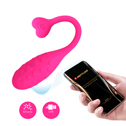 Cápsula Vibratória em Silicone Texturizado com Corações, 12 Modos de Vibração, Controle via Aplicativo e Recarregável - Pretty Love Fisherman | 7,5 x 3,1 cm
