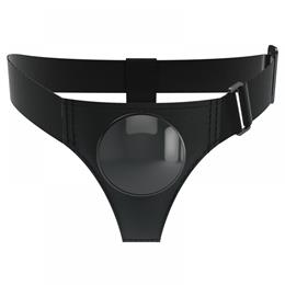 Cinta Peniana em Couro Sintético com Base para Penetradores de Ventosa - Pretty Love Harness Briefs | Tamanho Único | 8 cm