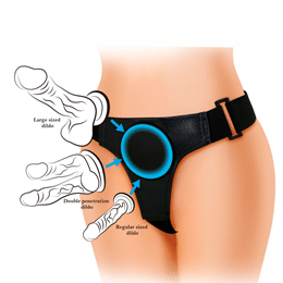Cinta Peniana em Couro Sintético com Base para Penetradores de Ventosa - Pretty Love Harness Briefs | Tamanho Único | 8 cm