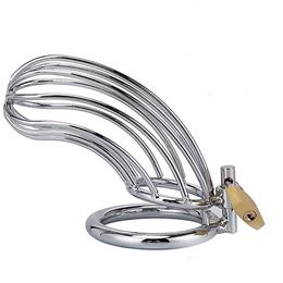 Cinto de Castidade Masculino em Aço com Anel para Escroto e Cadeado - Male Chastity Device - 11,9 x 4,4 cm | Disponível em 2 Cores