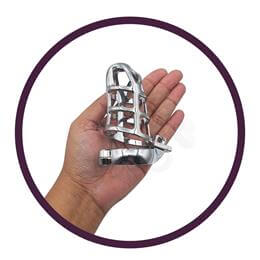 Cinto de Castidade Vazado com Anel para Escroto e Cadeado - Male Chastity Device | 9,6 x 4,3 cm