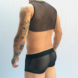 Conjunto Cueca Sex Mais Suplex e Cropped em Arrastão - SD Clothing | Tamanho Único