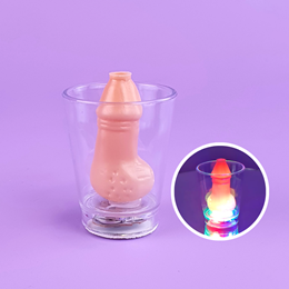 Copo Shot com Mini Pênis e Pisca Pisca - FestaChic