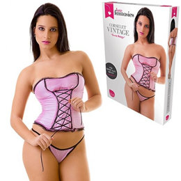 Corselet Vintage - Corselet em Cetim e Tanga