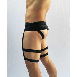 Cueca Strap Masculina em Cirrê com Argolas, Cinta-Liga e Persex Regulável - SD Clothing | Tamanho Único
