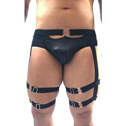 Cueca Strap Masculina em Cirrê com Argolas, Cinta-Liga e Persex Regulável - SD Clothing | Tamanho Único