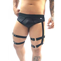 Cueca Tanga em Suplex e Tule Camuflado com Cinta-liga e Persex - SD Clothing | Tamanho Único