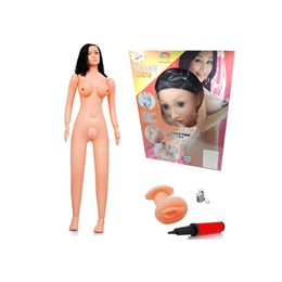 Cute Baby Doll - Boneca Inflável com Cabeça, Seios, Pés e Mãos em Silicone, 2 Orifícios Penetráveis em Cyberskin e Vibro - 1,50 m