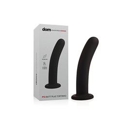 Plug Anal em Silicone Aveludado com Formato Levemente Curvado e Ventosa - Dom P13 Butt Plug Tortinho | 16,5 x 3,5 cm