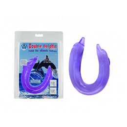 Double Dolphin - Prótese Dupla com Formato de Golfinho Flexível - 29,7  X 3 x 2,6 cm | Cor: Roxo