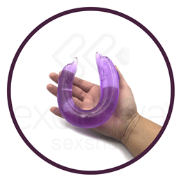 Double Dolphin - Prótese Dupla com Formato de Golfinho Flexível - 29,7  X 3 x 2,6 cm | Cor: Roxo