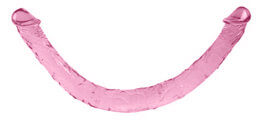 Foto 2 do produto Double Dong - Prótese em Forma de Pênis Duplo com Veias Salientes 45 x 3,5 cm | Cor: Rosa