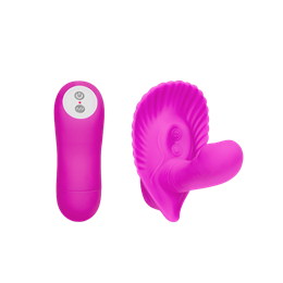 Estimulador Clitoriano em Forma de Concha com Mini Pênis Penetrável, 30 Funções de Vibração e Controle sem Fio - Pretty Love Fancy Clamshell | Disponível em 2 Cores
