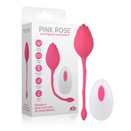 Estimulador de Clitóris Recarregável no Formato de Rosa com 10 Movimentos de Língua e Controle Remoto Sem Fio - Pink Rose | 6,5 x 3,8 cm