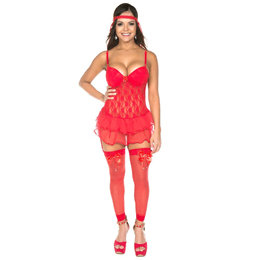 Fantasia Noiva Fogosa Liga - Pimenta Sexy  | Cor: Vermelho