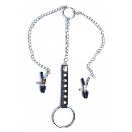 Grampos para Mamilos Masculino com Presilhas Ajustáveis, Anel Peniano e Corrente em Metal