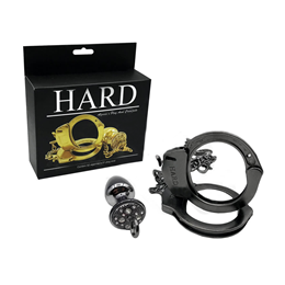Foto 7 do produto Par de Algemas em Metal com Chave de Segurança e Plug Anal "P" com Detalhes de Pedras Cravejadas - HARD | 6 x 2,6 cm | Disponível em 3 Cores