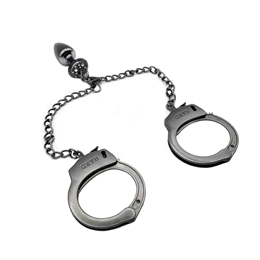 Foto 8 do produto Par de Algemas em Metal com Chave de Segurança e Plug Anal "P" com Detalhes de Pedras Cravejadas - HARD | 6 x 2,6 cm | Disponível em 3 Cores