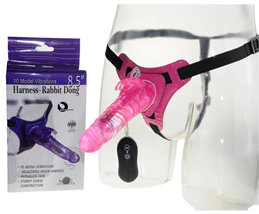 Cinta Ajustável com Pênis e Estimulador Clitoriano em Forma de Coelho, 10 Modos de Vibração e Resistência à Água - Harness-Rabbit Dong | Disponível em 3 Cores