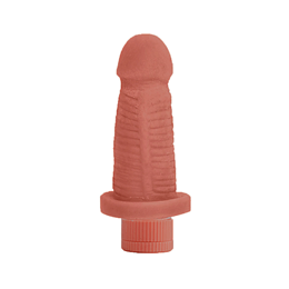 Prótese Peniana em Cyberskin com Textura Anelar e Vibração Multivelocidade - Hot Flowers Cyber | 10,1 x 4 cm