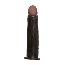 Prótese Peniana em Resina com Formato de Pênis Avantajado e Veias - Hot Flowers Hot Black | 25 x 6 cm