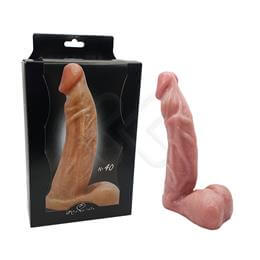Prótese Peniana Curvada em Silicone com Glande Definida, Veias Salientes e Escroto - InNamorata Royal N°40 - 16,1 x 3,6 cm