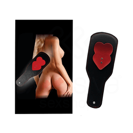Palmatória em Couro Ecológico com Detalhes em Coração e Suporte para Pegada - InNamorata Sex Night - 31,5 cm