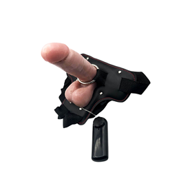 Cinta Peniana em Couro Ecológico com Sustentação Traseira, Pênis Realístico e Vibração Multivelocidade - InNamorata Sex Night Strap On Maxx Vibro | Tamanho Único | 14,5 x 4,1 cm