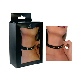 Coleira Feminina em Couro Ecológico com Detalhes em Spike Médio e Trava de Segurança - InNamorata Sexy Night Choker Spike