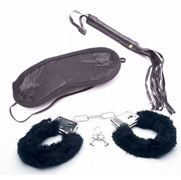 Foto 4 do produto Kama Sutra Accessories - Kit Bondage com Algema, Venda e Chicote de Couro Sintético