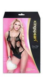 Kingspearl - Body com Recortes e Decote em "V" com Detalhe Trançado | Cor: Preto