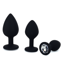 Kit com 3 Tamanhos de Plug Anal em Silicone com Joia na Base - Adão & Eva | Disponível em 2 Cores