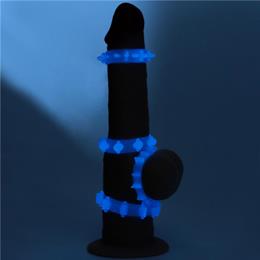 Kit com 4 Anéis Penianos Feito com Formas, Texturas Diferentes e Efeito Fosforescente - LoveToy Lumino Play