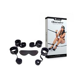 Kit Bondage com Braceletes e Tornozeleiras ajustáveis e Venda para os Olhos em Couro Montana - New Star Couros | Tamanho Único