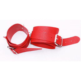Foto 9 do produto Kit Bondage - Kit com Algema, Tornozeleira, Coleira, Venda, Guia, Chicote e Mordaça - Contém 7 Itens | Cor: Vermelho