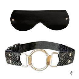 Kit Bondage com Mordaça Argola e Venda em Couro Ecológico - InNamorata Sex Night | 2 Itens