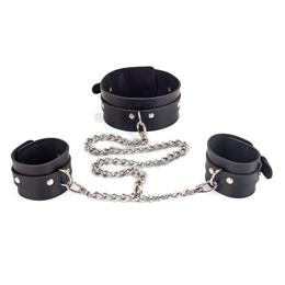 Foto 2 do produto Kit Coleira e Bracelete em Couro Montana com Corrente Guia - New Star Couros | Tamanho Único