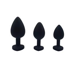 Foto 4 do produto Kit Plug Anal em Silicone com Tamanhos Diferentes e Joia na Base no Formato de Coração - Intt Toys | 3 Itens