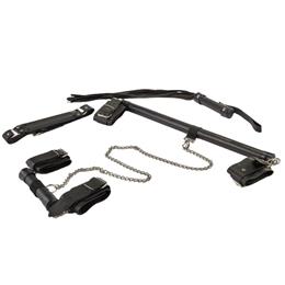 Kit Sacanagem Bondage com Separador de Pernas, Mini Separador de Braços, Algemas, Mordaça e Chicote em Couro Sintético - Brasil Fetiche | Disponível em 2 Cores